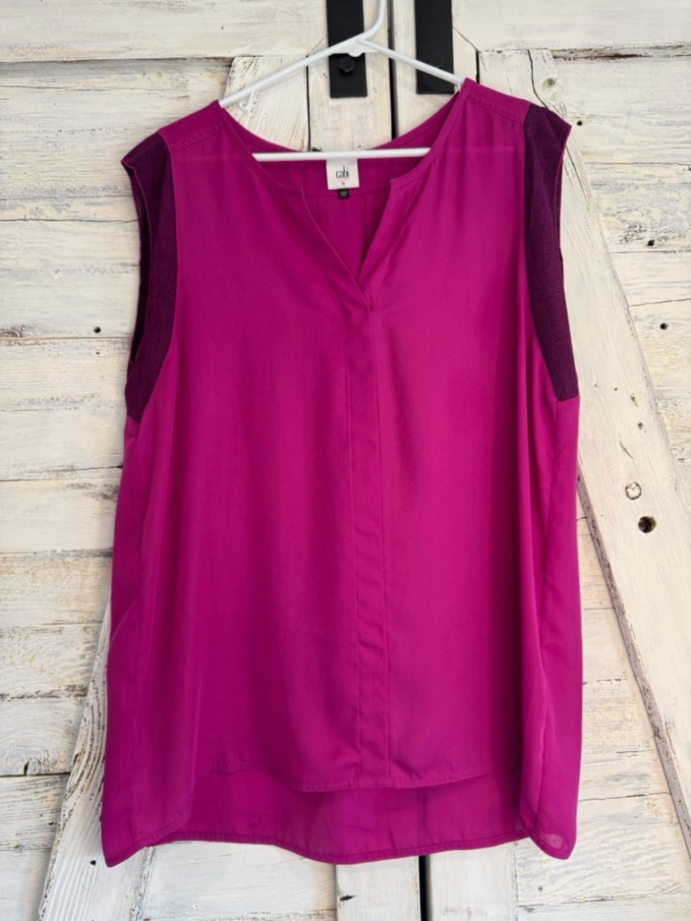 CAbi Magenta Sleeveless V-Neck Blouse